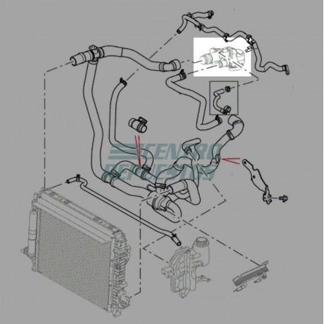 Acople manguera radiador superior LR Discovery 3 y 4 Diesel